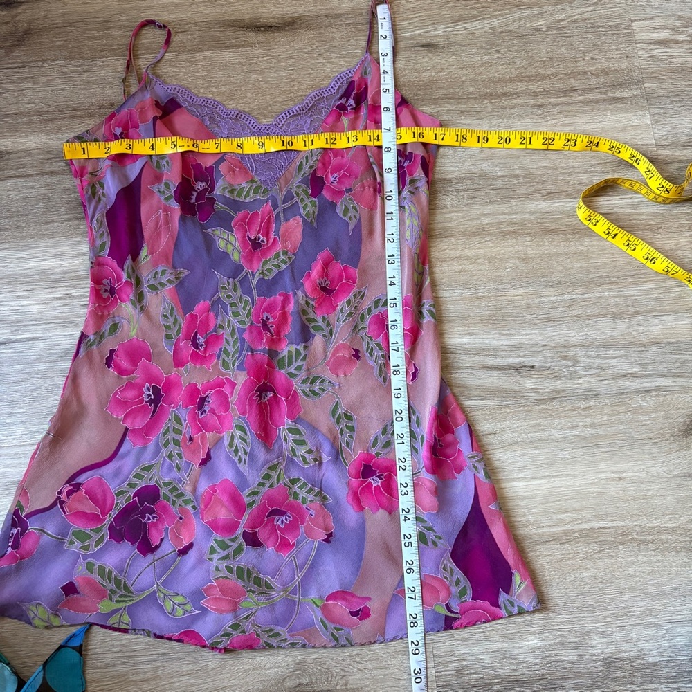 Victoria Secrets y2k floral silk lace chiffon slip on dress - Picture 6 of 6